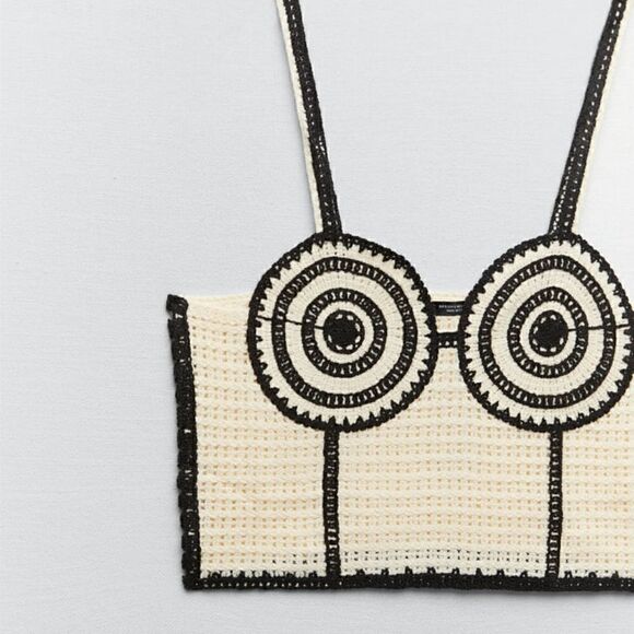 CONTRAST CROCHET TOP ZARA  - Picture 6 of 8